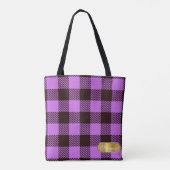 Modern Orchid Gold Abzeichen Tartan Personalisiert Tasche (Rückseite)