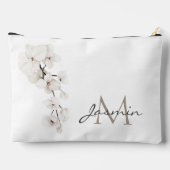 Modern Orchid Monogram Black and White Zubehörtasche (Rückseite)
