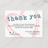 Modern ORDER INSERT trendy Danke Pink Blue Visitenkarte (Vorderseite)