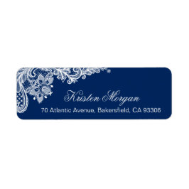 Modern Ordy Navy Blue Floral Lace RSVP