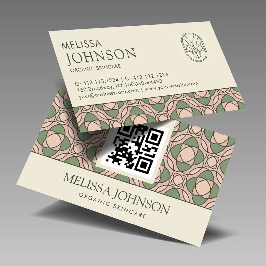 Modern Organic Botanical QR Code Business Card Visitenkarte
