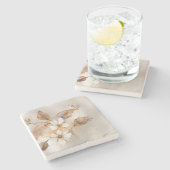 Modern Organic Floral Quiet Luxury Steinuntersetzer (Seitenansicht)