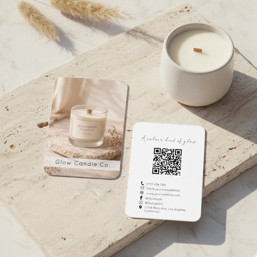 Modern Organic Handmade Candle QR Code  Visitenkarte