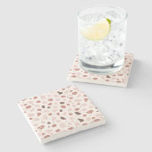 Modern Organic Terrazzo | Abstract Stone Mosaic Steinuntersetzer (Seitenansicht)