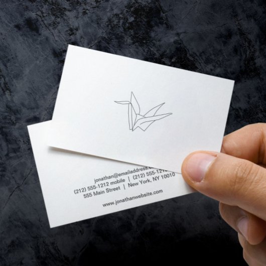 Modern Origami Crane Logo Visitenkarte