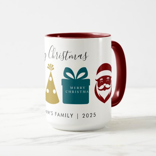 Modern Ornament Snowflake Pine Tree  Christmas Tasse (VorderseiteRechts)