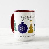 Modern Ornament Snowflake Pine Tree Christmas Tasse (Vorderseite Links)