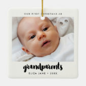 Modern Our First Christmas als Großeltern Foto Keramikornament (Rückseite)