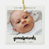 Modern Our First Christmas als Großeltern Foto Keramikornament (Vorderseite)