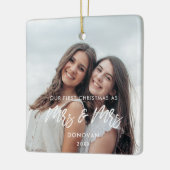 Modern Our First Christmas als Mrs. and Mrs. Foto Keramikornament (Links)