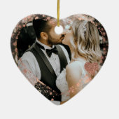 Modern Our First Christmas As Mr & Mrs gold heart Keramik Ornament (Hinten)