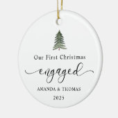 Modern Our First Christmas Engaged Photo Keramik Ornament (Links)