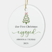 Modern Our First Christmas Engaged Photo Keramik Ornament (Links)