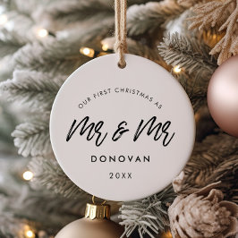 Modern Our First Christmas Gay Pole Foto Keramik Ornament