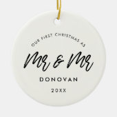 Modern Our First Christmas Gay Pole Foto Keramik Ornament (Vorne)