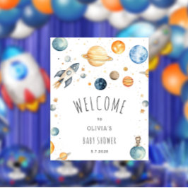 Modern Outer Space Baby Shower Welcome Poster