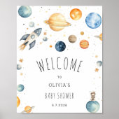 Modern Outer Space Baby Shower Welcome Poster (Vorne)