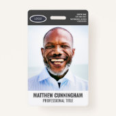 Modern Oval Logo Foto Name des Mitarbeiters Barcod Ausweis (Vorderseite)