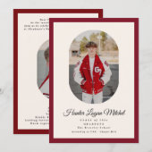 Modern Oval Red High School Photo Graduation Einladung (Vorne/Hinten)