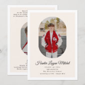 Modern Oval Script High School Photo Graduation Einladung (Vorne/Hinten)