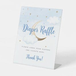 Modern Over the Moon Diaper Raffle Pedestal Sign Sockelschild
