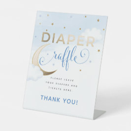 Modern Over the Moon Diaper Raffle Pedestal Sign Sockelschild