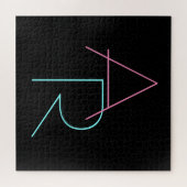 Modern Overlapping Pink Turquoise Puzzle (Horizontal)