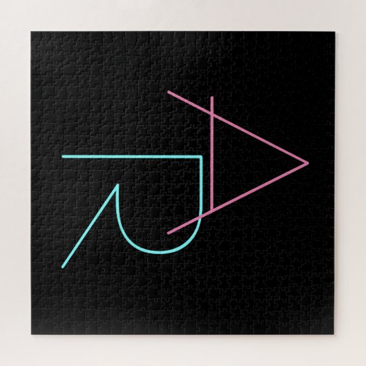 Modern Overlapping Pink Turquoise Puzzle (Horizontal)