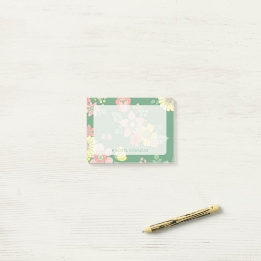 Modern Overlay Boho floral farbig Post-it Klebezettel (Auf Schreibtisch)