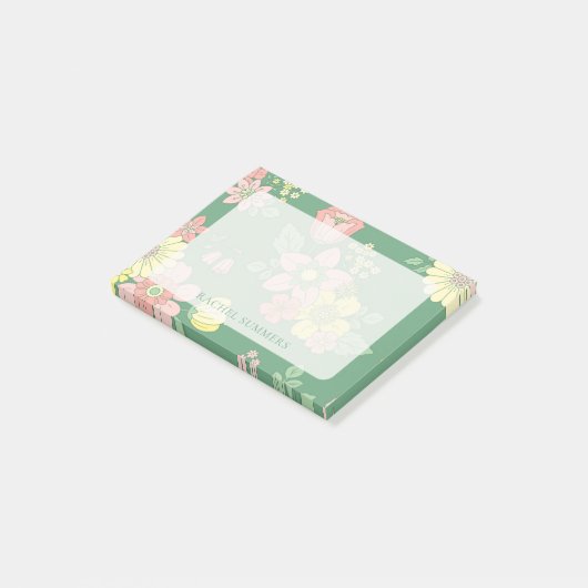 Modern Overlay Boho floral farbig Post-it Klebezettel (angewinkelt)