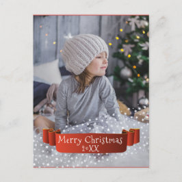 Modern Overlay frohe Weihnachts-Foto Ribbon Feiertagspostkarte