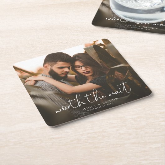 Modern Overlay für das Wait Wedding Foto Script Rechteckiger Pappuntersetzer (angewinkelt)