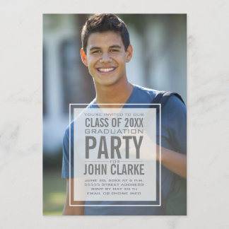Modern Overlay Male Foto Graduation Party Einladung