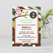 Modern Owls Birthday Invite Einladung (Stehend Vorderseite)