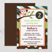 Modern Owls Birthday Invite Einladung (Vorne/Hinten)