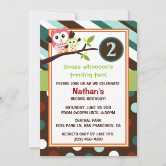 Modern Owls Birthday Invite Einladung