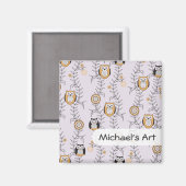 Modern Owls Children's Art Magnet (Vorderseite/Rückseite)