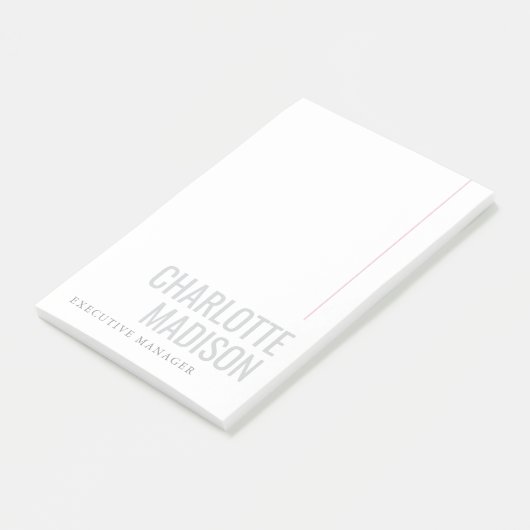 Modern Own Name Trendy Minimalist Plain Post-it Klebezettel (angewinkelt)