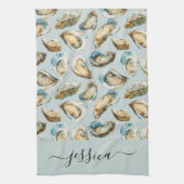 Modern oysters pattern script name geschirrtuch (Vertikal)