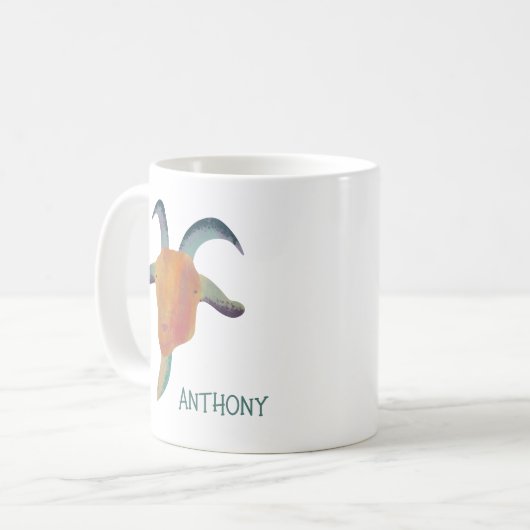 Modern Painted Goat Illustration Personalized Kaffeetasse (Vorderseite Links)