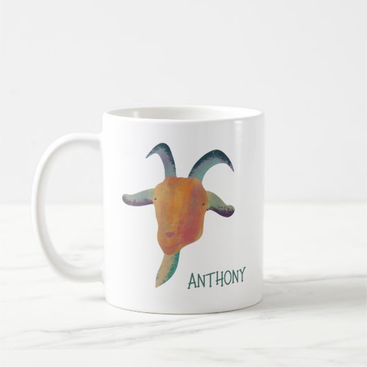 Modern Painted Goat Illustration Personalized Kaffeetasse (Links)