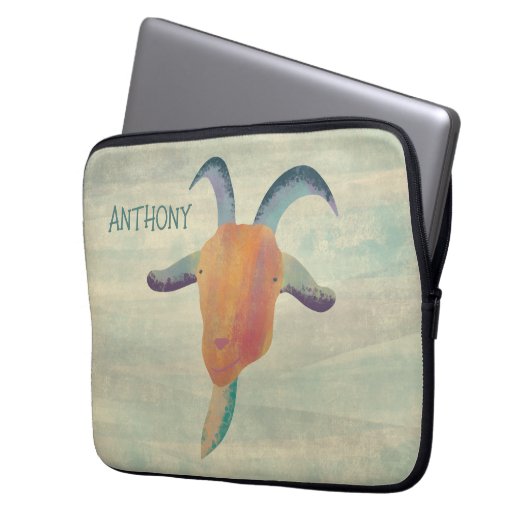 Modern Painted Goat Illustration Personalized Laptopschutzhülle (Vorderseite Links)