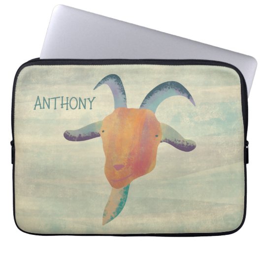 Modern Painted Goat Illustration Personalized Laptopschutzhülle (Vorderseite)