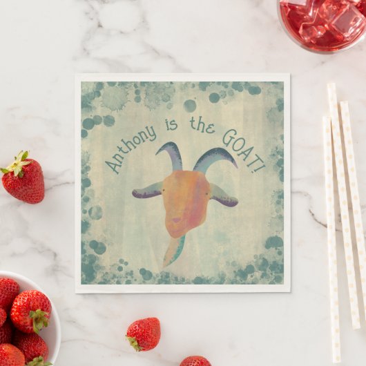 Modern Painted Goat Illustration Personalized Serviette (Beispiel)