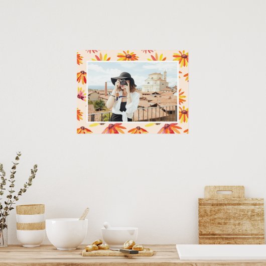 Modern Painted Orange Flowers Custom Photo Poster (Küche)