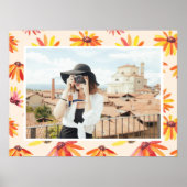 Modern Painted Orange Flowers Custom Photo Poster (Vorne)