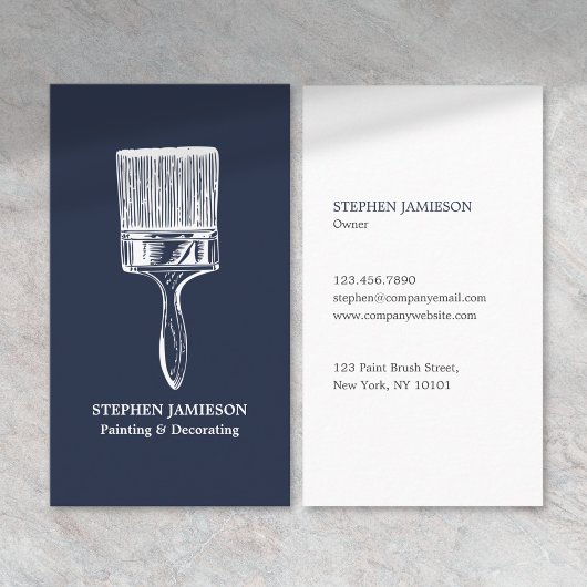 Modern Painter & Decorator Navy Blue and White Visitenkarte