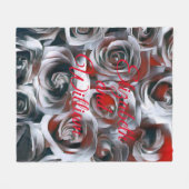 Modern Painting Black White Silver and Red Roses Fleecedecke (Vorderseite (Horizontal))