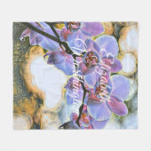 Modern Painting Purple Blue Orchid Flowers Fleecedecke (Vorderseite (Horizontal))