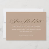 Modern Pale Taupe Typography Save the Date Card  (Vorderseite)